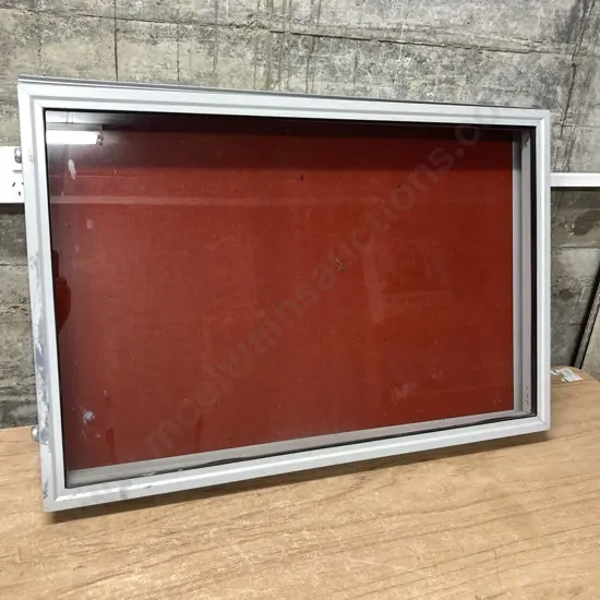 Wall Mount Glass Fronted Display Case / Notice Board, Hinged, Lockable (No Keys). H60 W90 D10cm